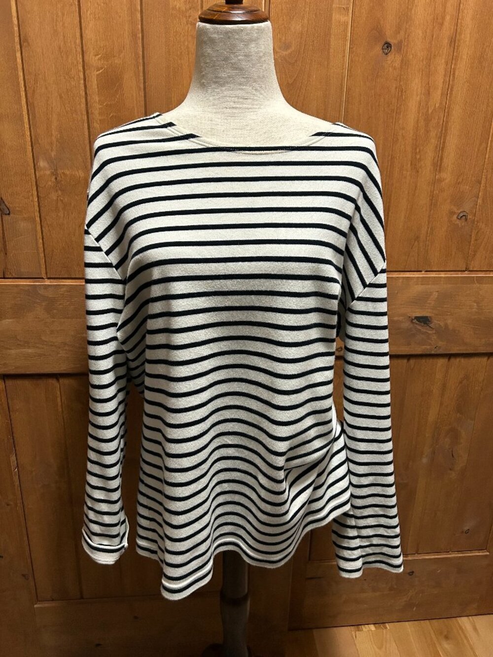 Amor Lux Houat European Héritage Stripe Long Sleeve T-Shirt White/Black Size XXL